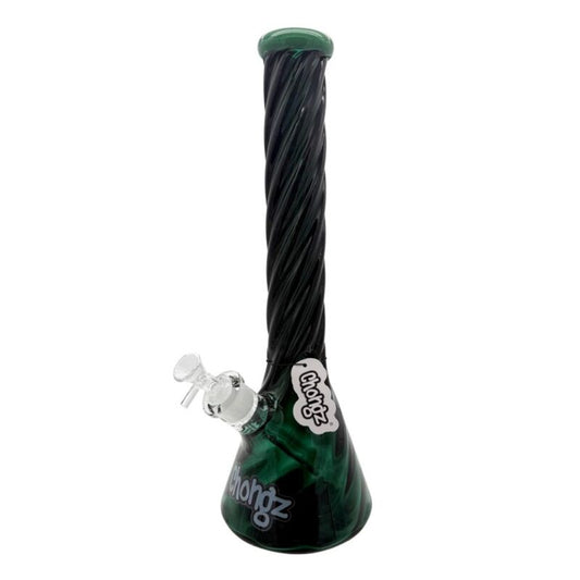 Chongz - Glass Waterpipe, 40cm, Beaker, "Twisted Melon"
