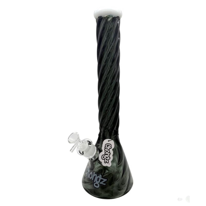 Chongz - Glass Waterpipe, 40cm, 9mm, “Twisted Melon” Beaker w/Ice Pinch