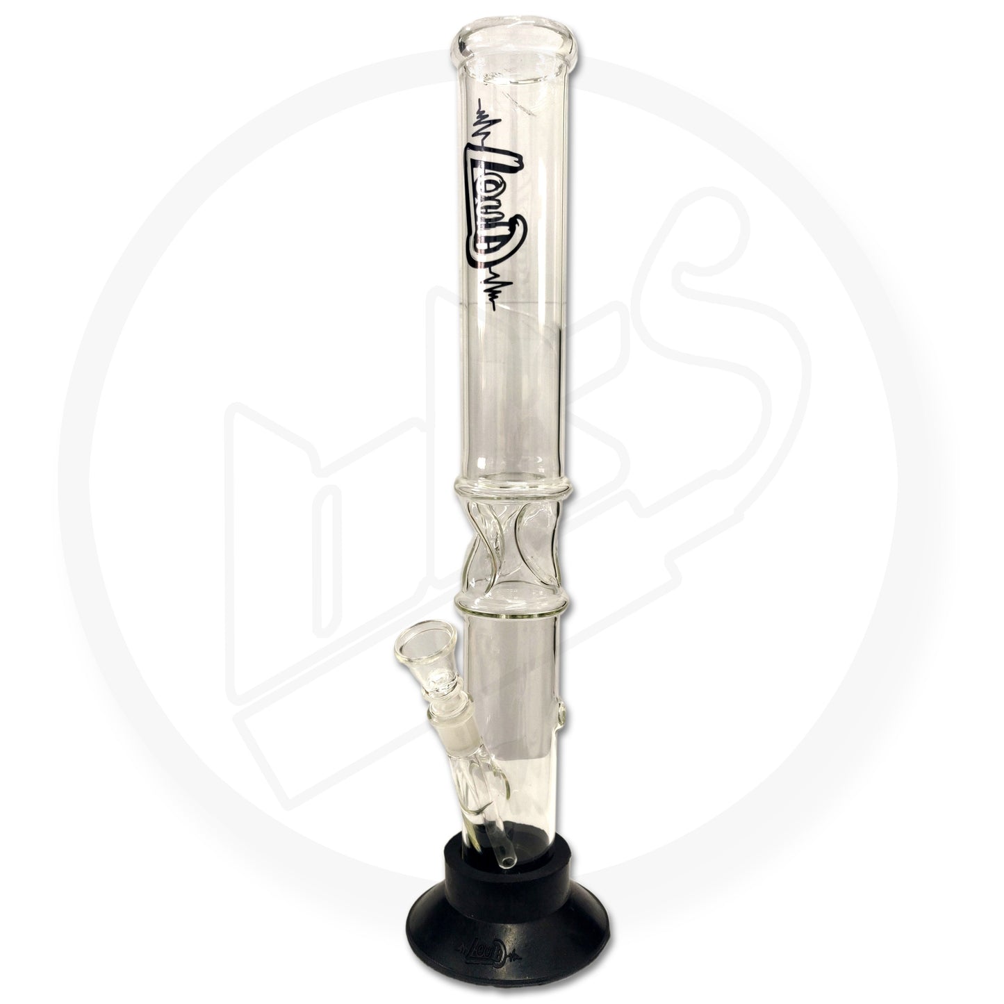 LOUD - Glass Waterpipe, 40cm, Straight with Ice Twist and Rubber Base