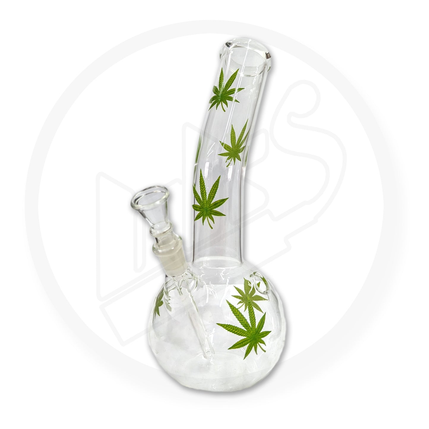 Glass Waterpipe - 25cm, Bubble Leaner, Leaves
