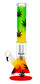 Glass Waterpipe - 40cm, Beaker w/ Perc, Rasta Coloured