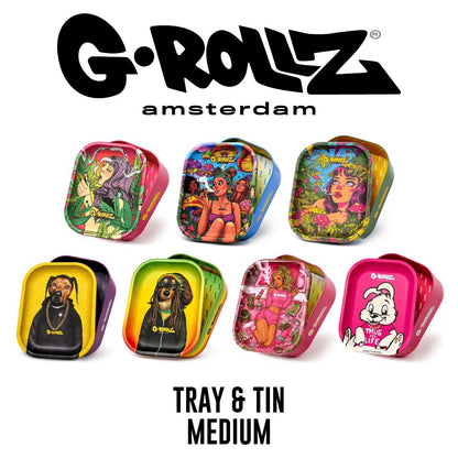 G.ROLLZ | Medium Tray + Tin | Metal Storage Box & Rolling Tray | Various Designs