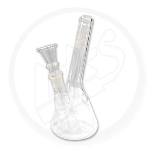 Glass Waterpipe - 20cm, Leaner with Bubble Base, Leaf