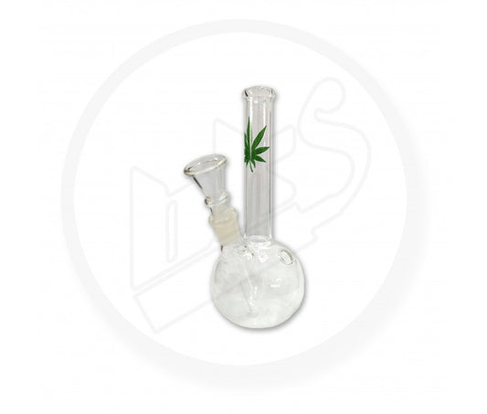 Glass Waterpipe - 17cm, Bubble, Leaf