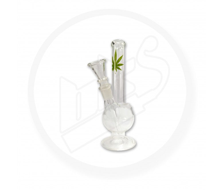 Glass Waterpipe - 17cm, Bubble Stand, Leaf