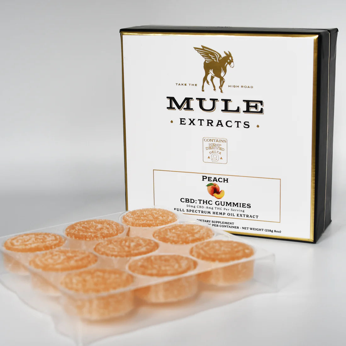 Mule Extracts CBD/THC Gummies, Peach Bailiwick Botanicals