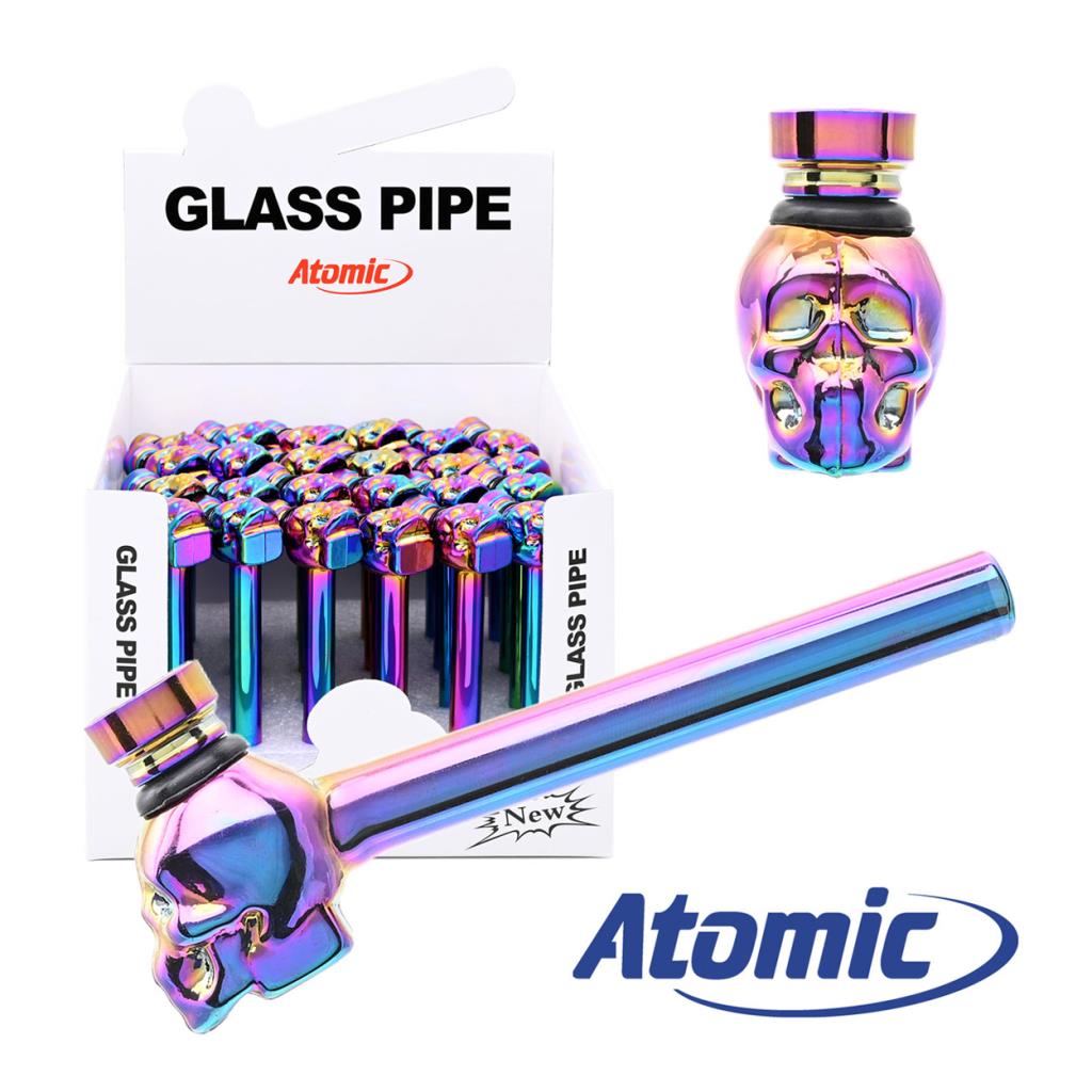 Atomic - Glass Tobacco Pipe, Rainbow Finish