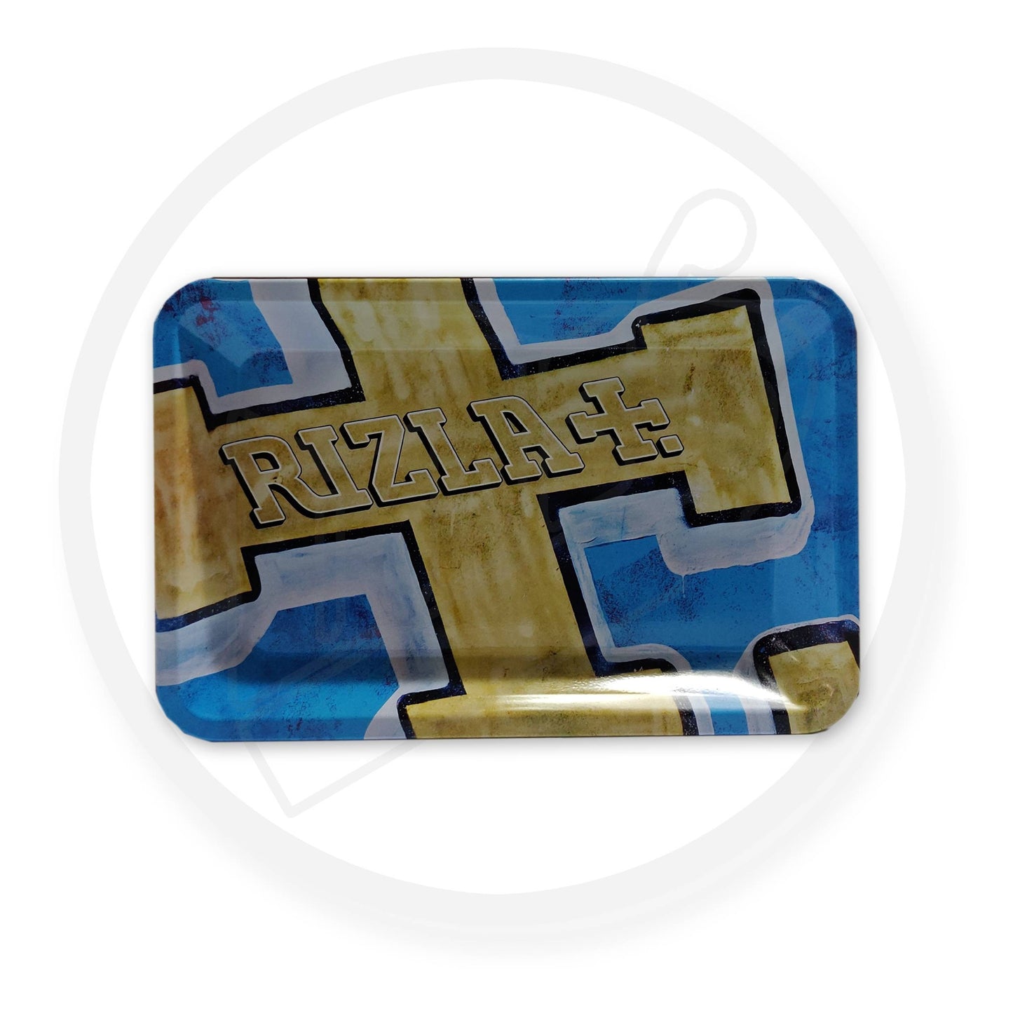RIZLA - Metal Rolling Tray - Gold and Blue