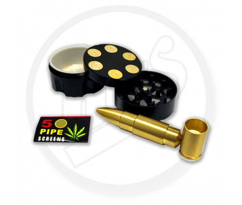 Metal Pipe Bullet Pipe and Grinder Box Set, with 5 screens