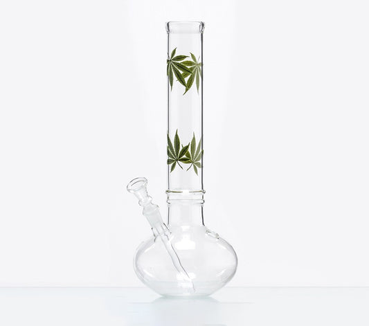 Glass Waterpipe - 34cm, Bubble, Leaf