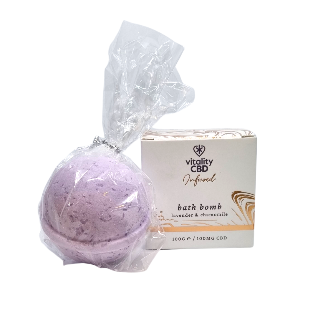 Vitality CBD - Infused: CBD Bath Bomb - Lavender & Chamomile 100mg