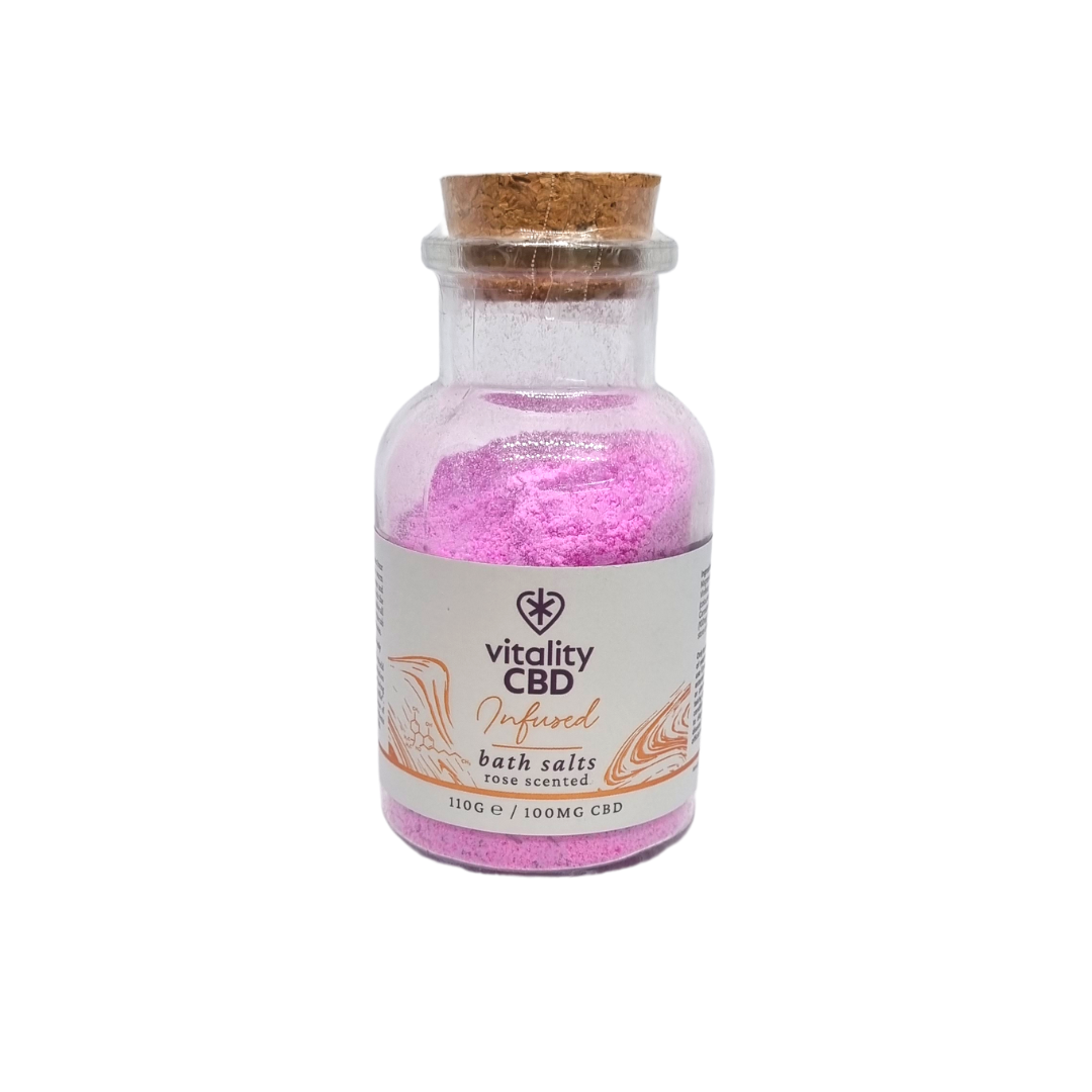 Vitality CBD - Infused: CBD Bath Salts - Rose Scented 100mg