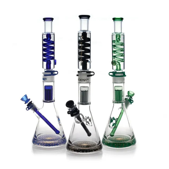 Phoenix Star - Glass Waterpipe, 45cm Beaker with 8 Armed Tree Percolator and Freezable Coil