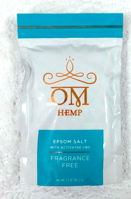 OM Hemp - Epsom Bath Salts, Fragrance Free with Activated CBD, 190g Bag