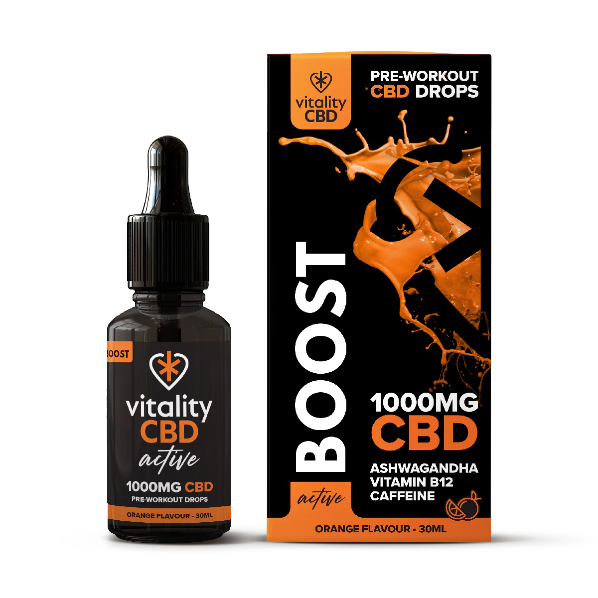 Vitality CBD - Active: Boost CBD Drops, Orange - 30mL