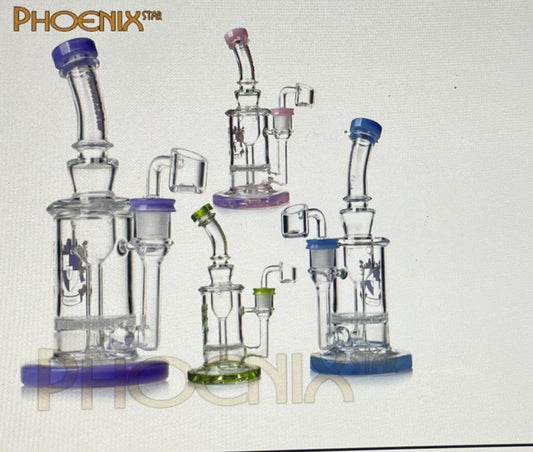 Phoenix Star - Glass Waterpipe, 22cm Dab Rig Recycler with Honeycomb Percolator