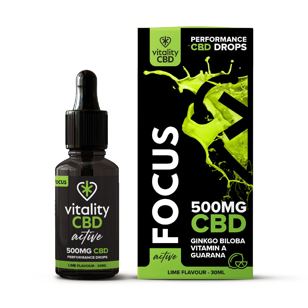 Vitality CBD - Active: Focus CBD Drops, Lime - 30mL