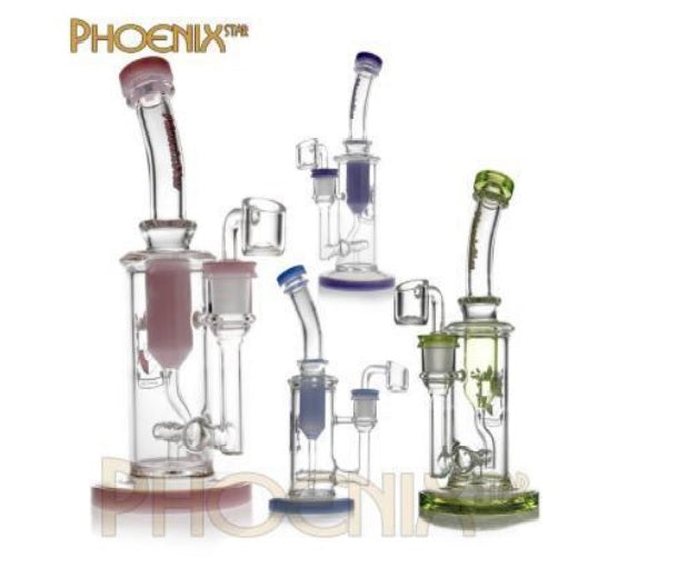 Phoenix Star - Waterpipe, Glass, 22cm Oil Recycler, Inline Diffuser Percolator