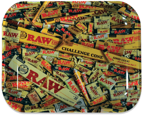 RAW - Rolling Tray, Metal, Mixed Papers