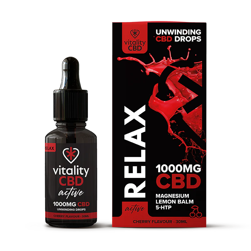 Vitality CBD - Active: Relax CBD Drops, Cherry - 30mL