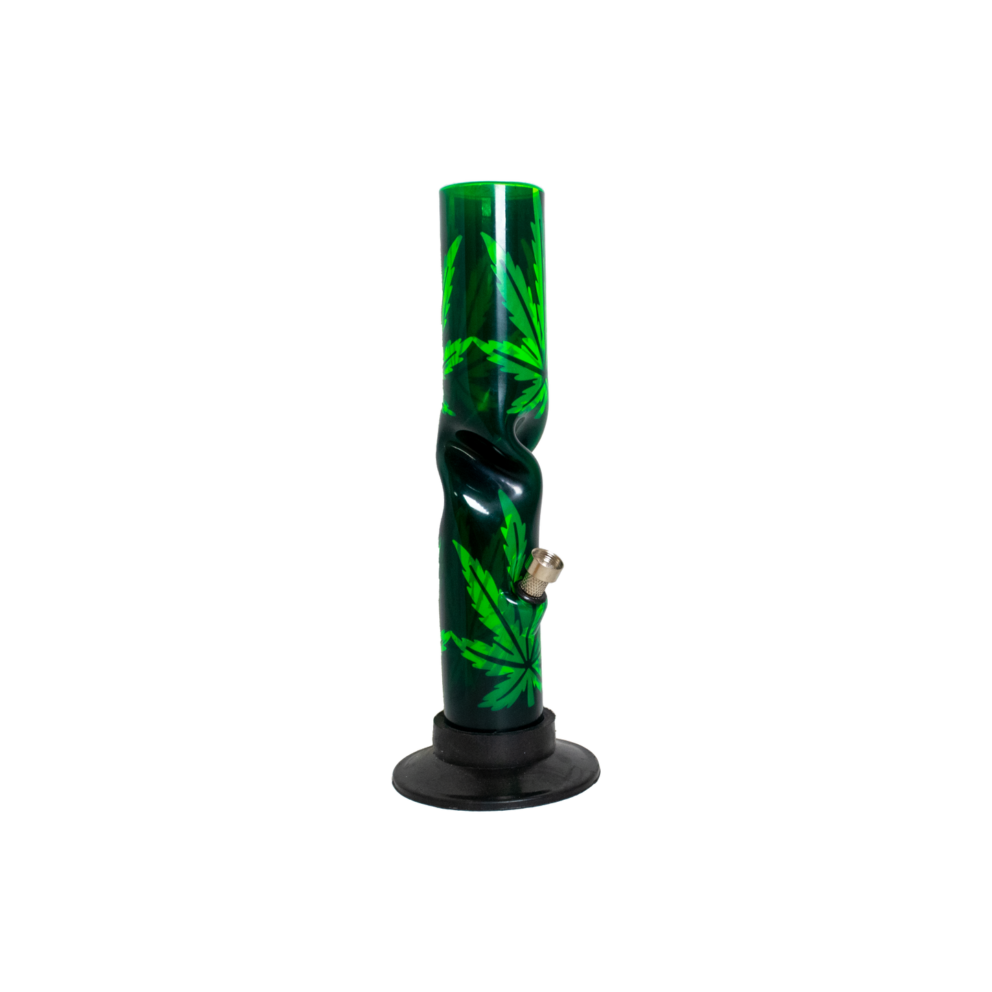 Acrylic Waterpipe - 30cm, Straight with Ice Twist, Leaf