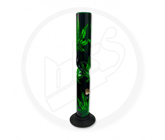 Acrylic Waterpipe - 40cm, Straight with Ice Twist, Leaf