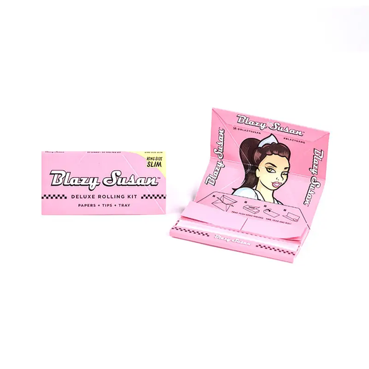 Blazy Susan - Pink, King Size Slim, Deluxe Rolling Kit, Papers, Tips & Tray