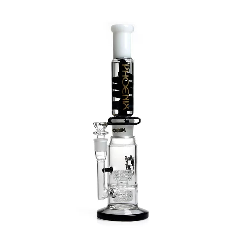 Phoenix Star - Waterpipe, Glass, 35cm Straight Double Matric Percolator with Freezable Coil