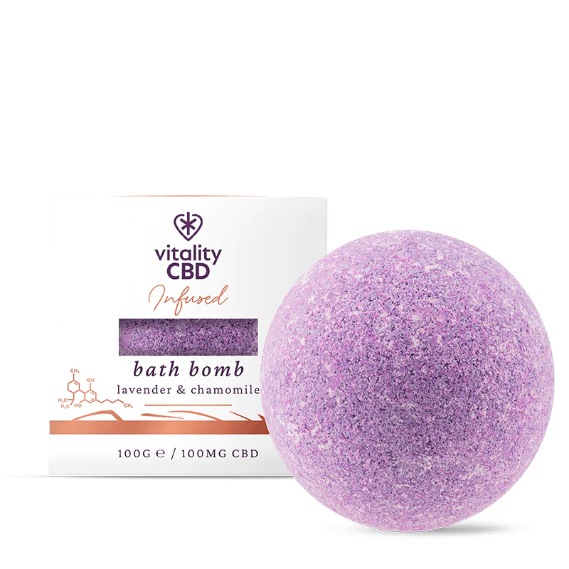 Vitality CBD - Infused: CBD Bath Bomb - Lavender & Chamomile 100mg