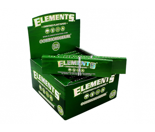 Elements - Green, King Size, Connoisseur, Papers + Tips (Unrefined)