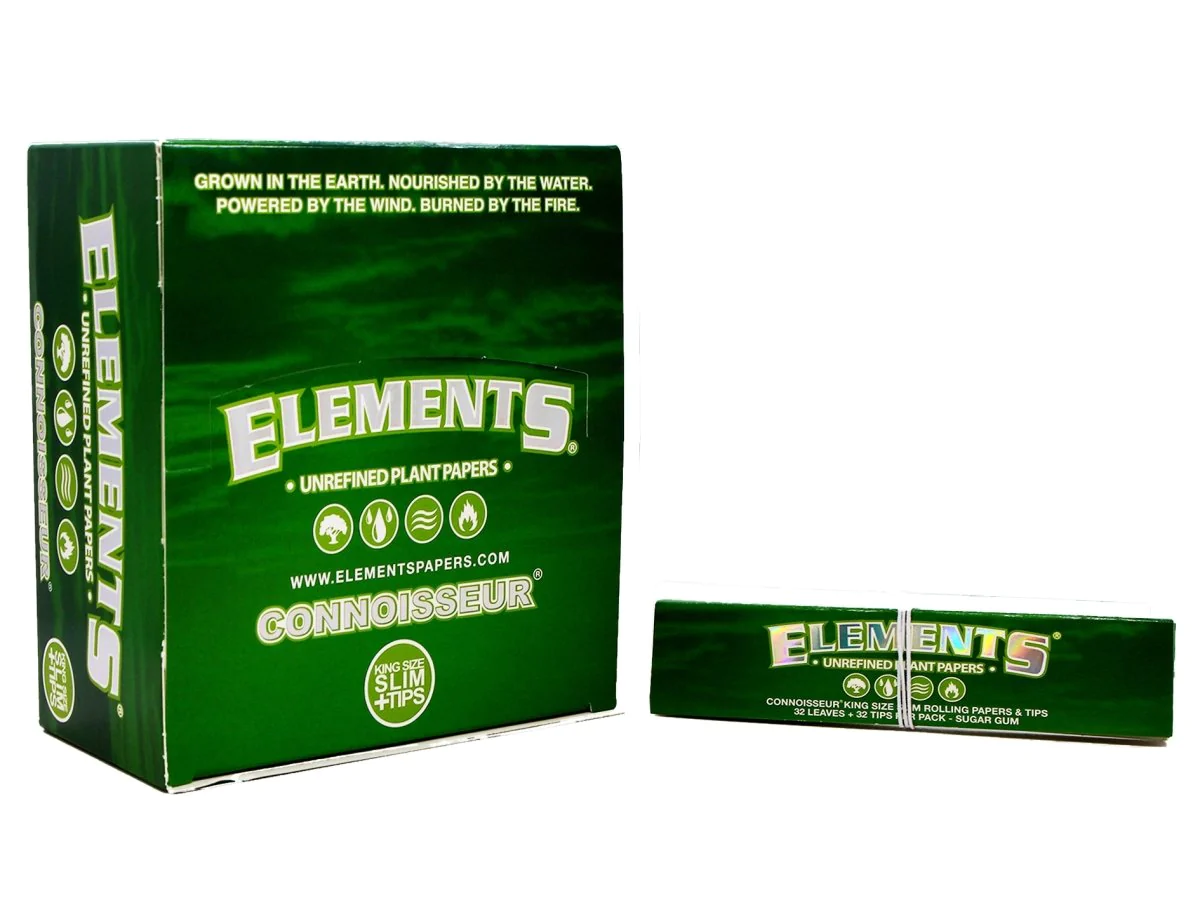 Elements - Green, King Size, Connoisseur, Papers + Tips (Unrefined)