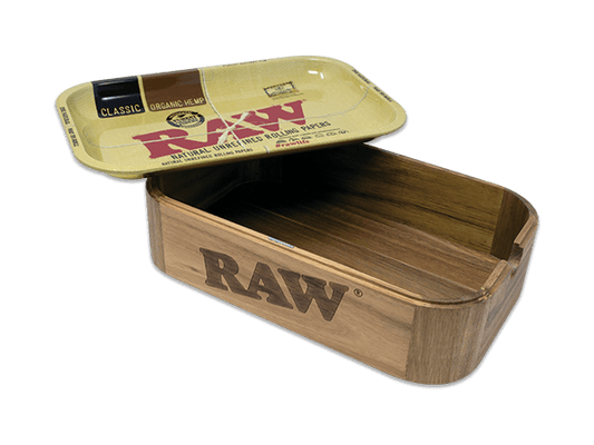 RAW - Wooden Cache Box, Storage Box & Rolling Tray
