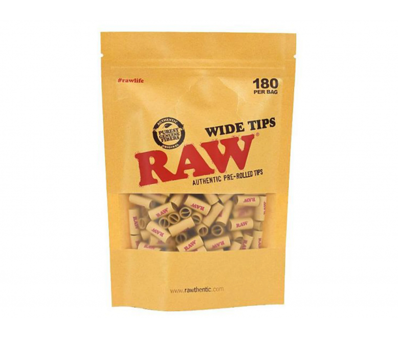 RAW - Tips, Pre-rolled, Wide, Bag (180 tips)