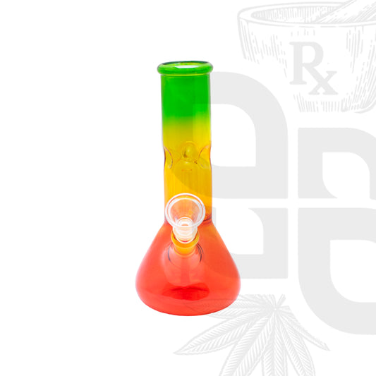 Glass Waterpipe - 20cm, Beaker with Percolator Ice Pinch, Rasta